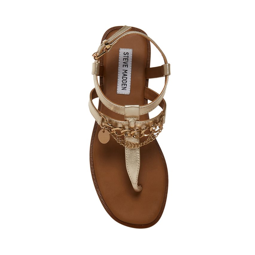 Sandalias Planas Steve Madden Azalia Cuero Mujer Doradas | ES PR8204